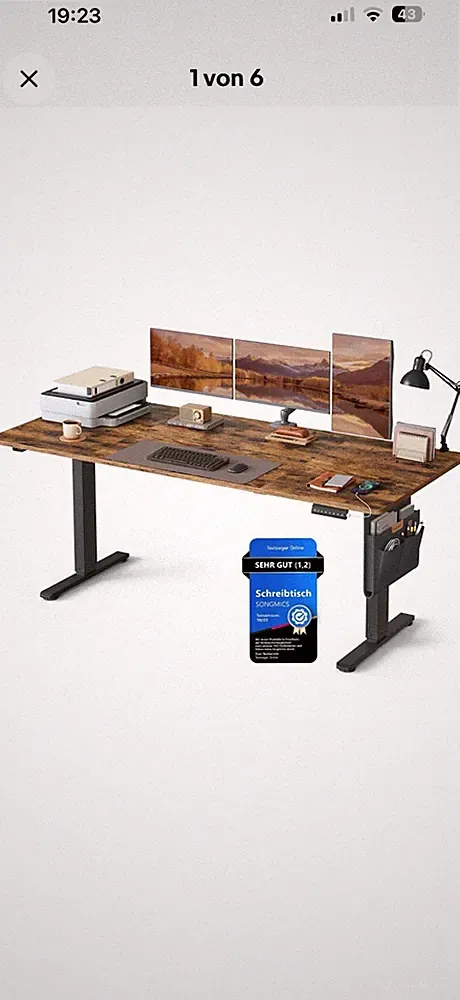 Höhenverstellbarer Schreibtisch elektrisch, 180 x 80 cm, stufenlos verstellbar