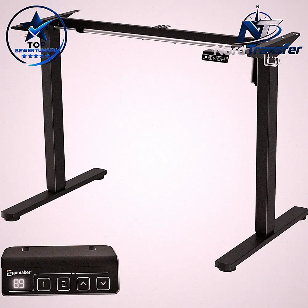 Höhenverstellbarer Schreibtisch Gestell Elektrisch Schwarz 120x60 cm Büro