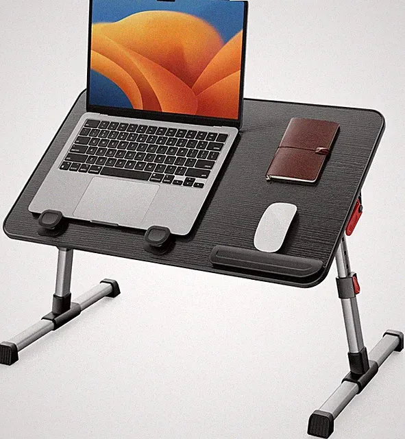 Höhenverstellbarer Tisch für Sofa und Bett, Klappbarer Laptop-Ständer Schwarz