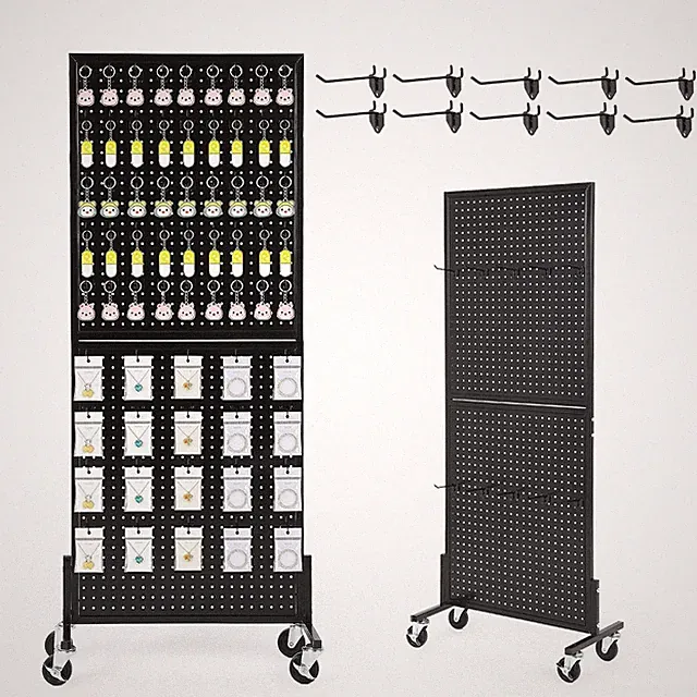 Höhenverstellbares Metall-Pegboard Displayregal auf Rollen,for Messe,Werkstatt