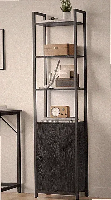 Hohes 6-stufiges Bücherregal Vitrinenregal mit Bodenschrank