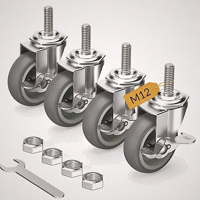 Holkie 75mm Schwerlast-Gummi-Lenkrollen mit Bremse – 4er Set, Für Möbel & Tra...