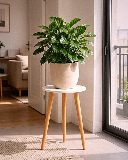 Holz Blumenständer Beistelltisch runder Deko-Tisch für Wohnzimmer Balkon