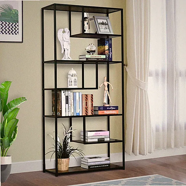 Holz Bücherregal Industrie Stil Ständer 6 Ebenen Wohnzimmer Präsentationsregal Organizer