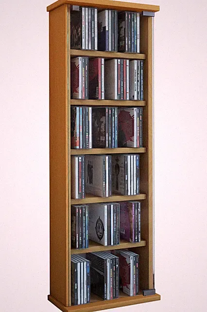 Holz CD DVD Stand Regal Vetro Glastür H. 92 x B. 31 x T. 18 cm - VCM