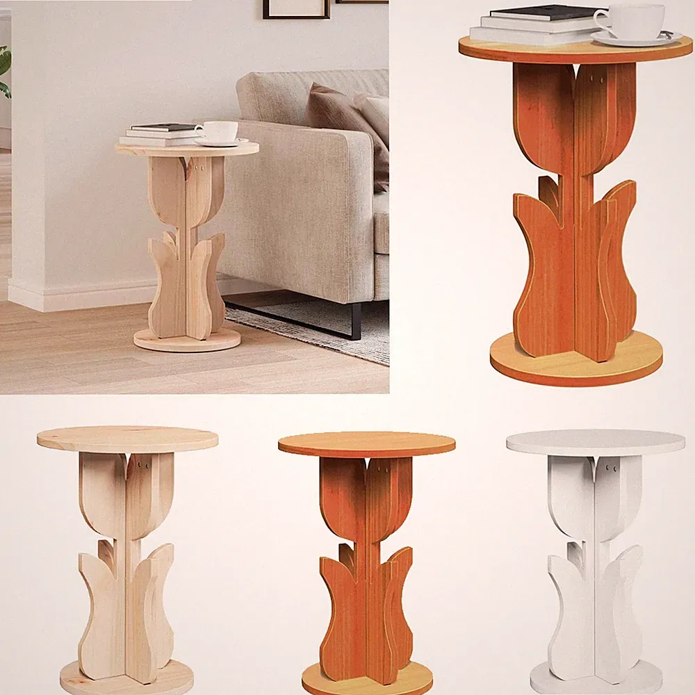Holz Couchtisch Marmor Kaffeetisch Beistelltisch rund Sofatisch Art Deco Tisch