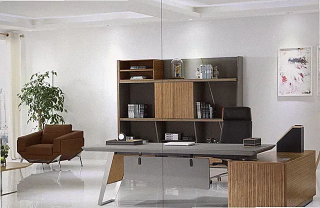 Holz Esstisch in Schwarz mit Edelstahlrahmen – Modernes Design