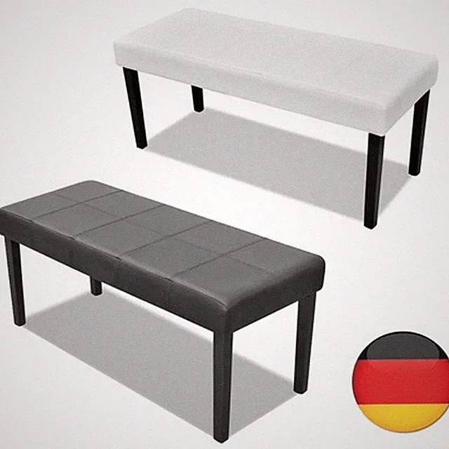 Holz Esstischbank Stühle mit weichem langem Sitz Kunstleder Schwarz/Weiße Bänke