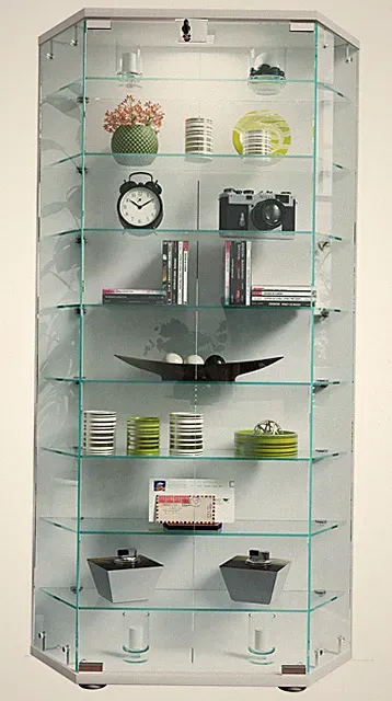 Holz Glas Stand Vitrine Regal Cenila XL H. 114 x B. 83 x T. 17 cm - VCM
