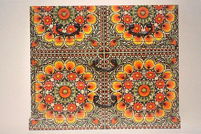 Holz Handarbeit Kommode 4 Schubladen Marokkanisch, Mandala, Blumen, Geometrisches Design
