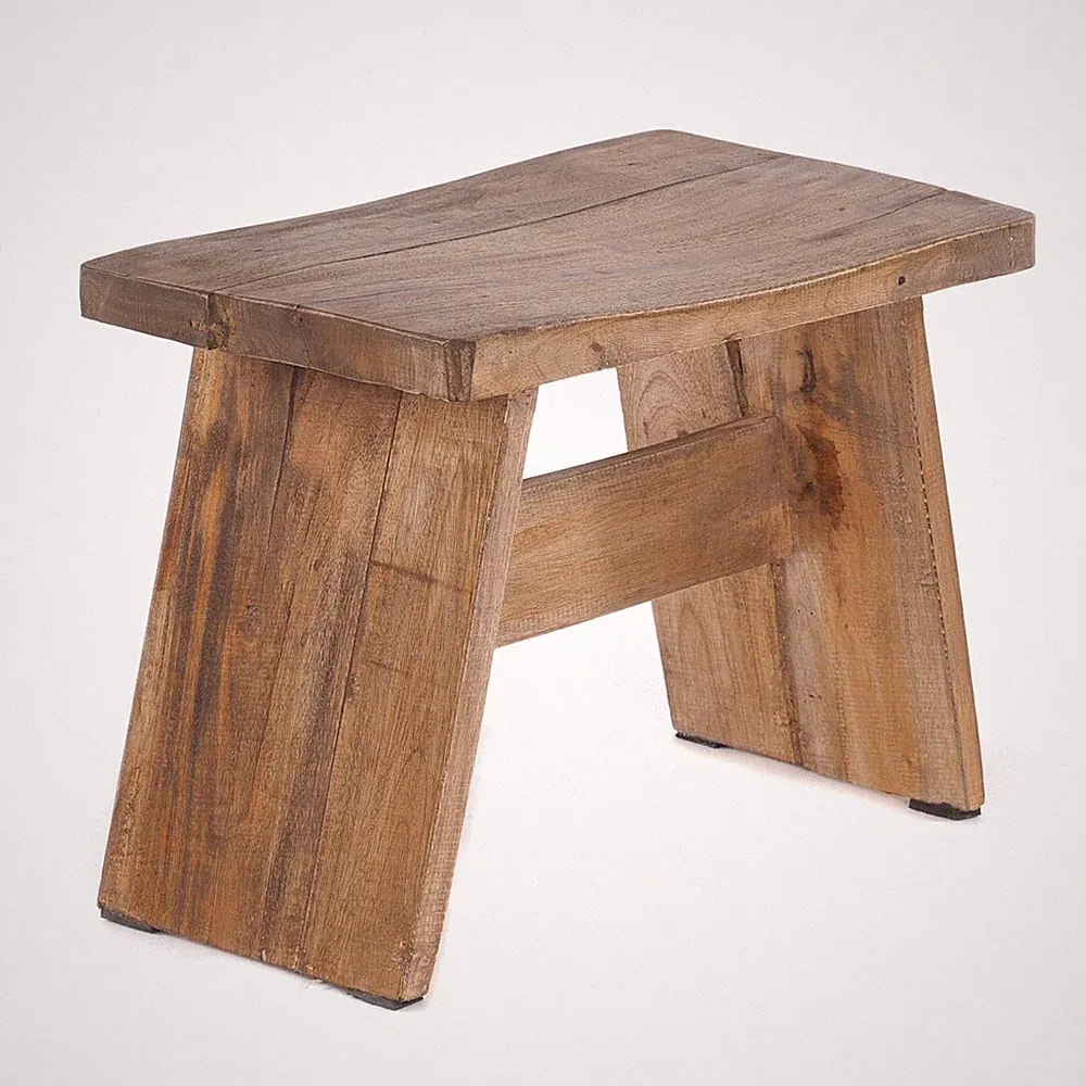 HOLZ HOCKER "SCHEMEL" | 31x40x25 cm, Recyclingholz, natur braun | Sitzbank