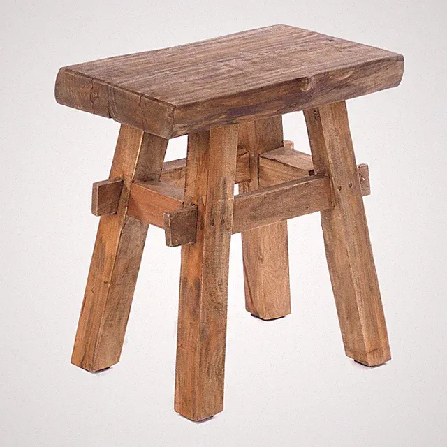 HOLZ HOCKER "VINTAGE 40" | 43x45 cm (HxB), Hartholz | rustikaler Sitzhocker