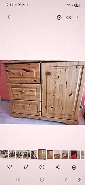 Holz Kommode braun 3 Schubladen 1 Flügeltür Türknauf freistehend