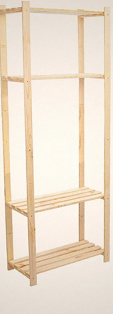 Holz Lagerregal Holzregal Kellerregal 200 kg Steckregal Kiefer 4 Ablagen