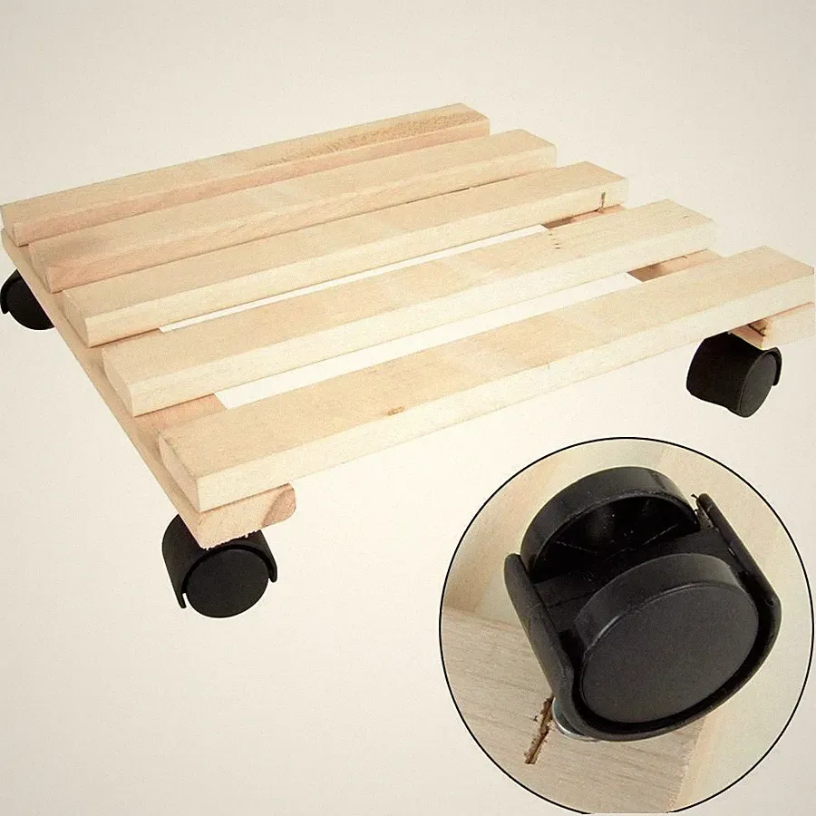 Holz-Pflanzenroller Kübelroller Blumentopf Rollbrett Transportroller Untersetzer