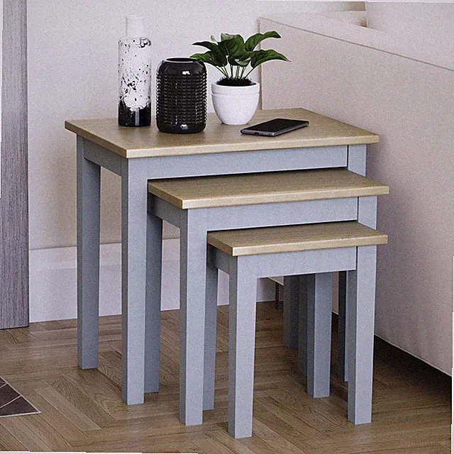 Holz Satztische 3-teilig Tisch Set Couchtisch Beistell Wohnzimmer Möbel