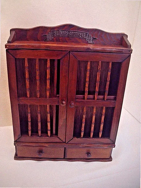 Holz Schränkchen Schnaps Apotheke Vintage Wand - Stand Schrank Tür & Schubladen