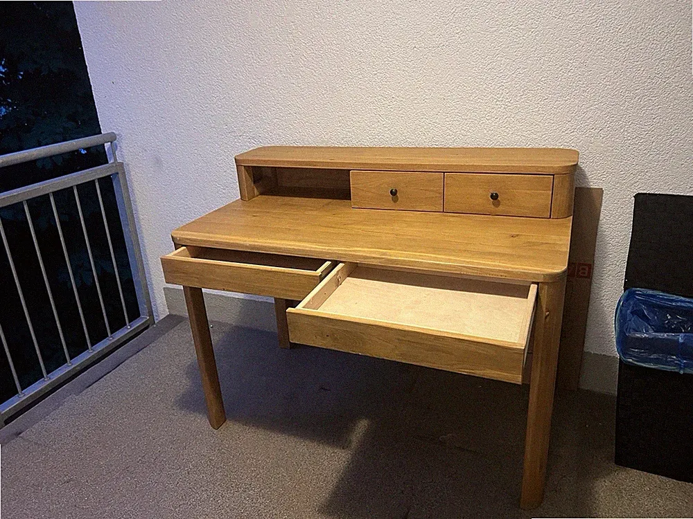 Holz Schreibtisch braun 120x65x80 cm mit 2 Schubladen & ausziehbarer Ablage