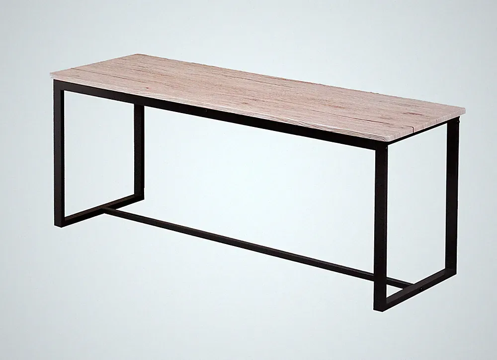 Holz Sitzbank mit Metall Gestell - 120x35 cm - Küche Esszimmer Blumen Deko Bank