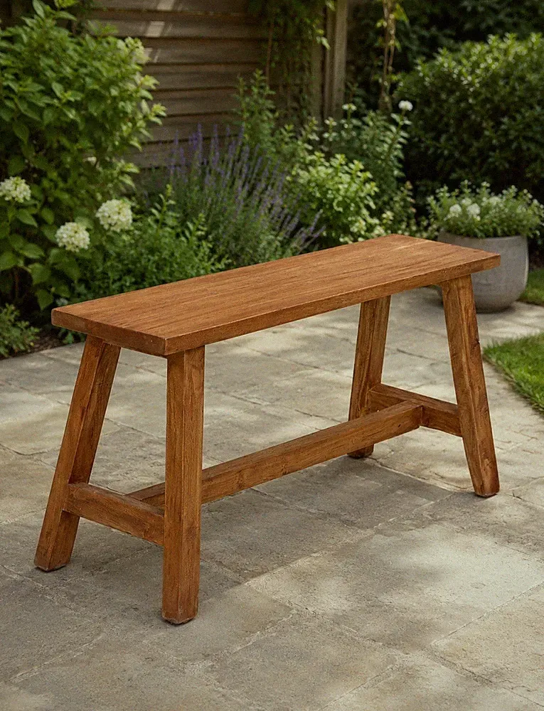 Holz Sitzbank Ranch 90 cm Massiv Recyceltes Holz Rustikale Bank Natur