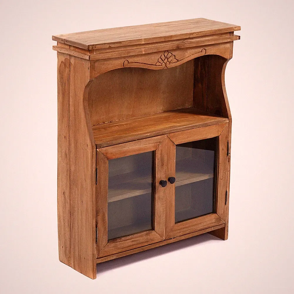 HOLZ WANDSCHRANK | mit Schnitzereien | Küchen Hängeregal, Hängeschrank, Vitrine