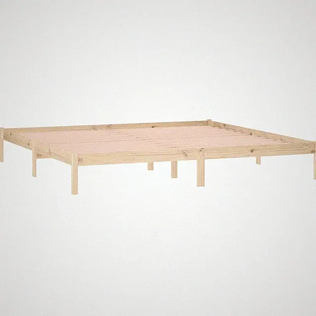 Holzbett 193x203 cm Kiefernholz Natur mit Lattenrost modernem Design rustikal