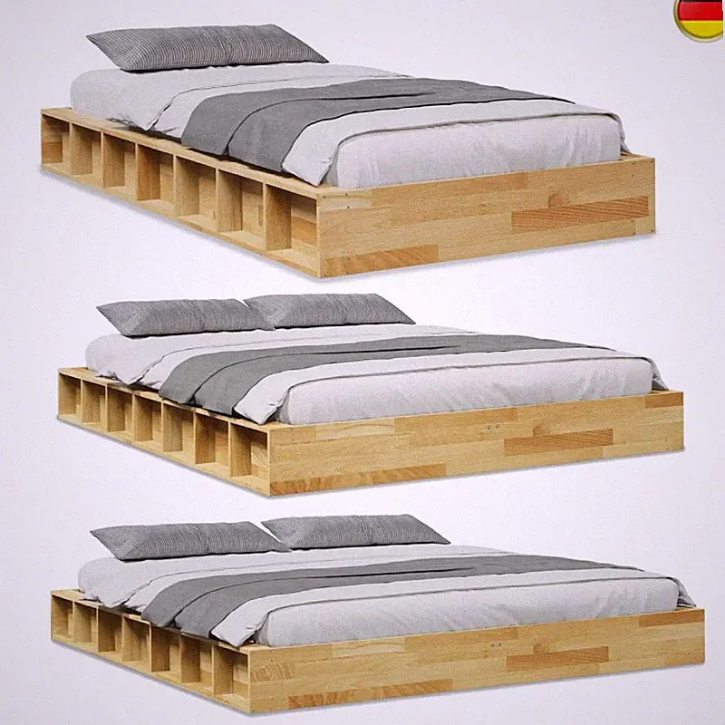 Holzbett Eichenholz Bett Doppelbett Einzelbett Bettgestell mit Lattenrost