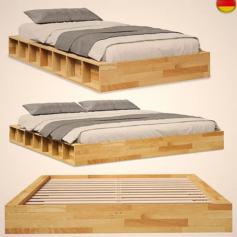 Holzbett Eichenholz Bett Doppelbett Einzelbett Bettgestell mit Lattenrost DE