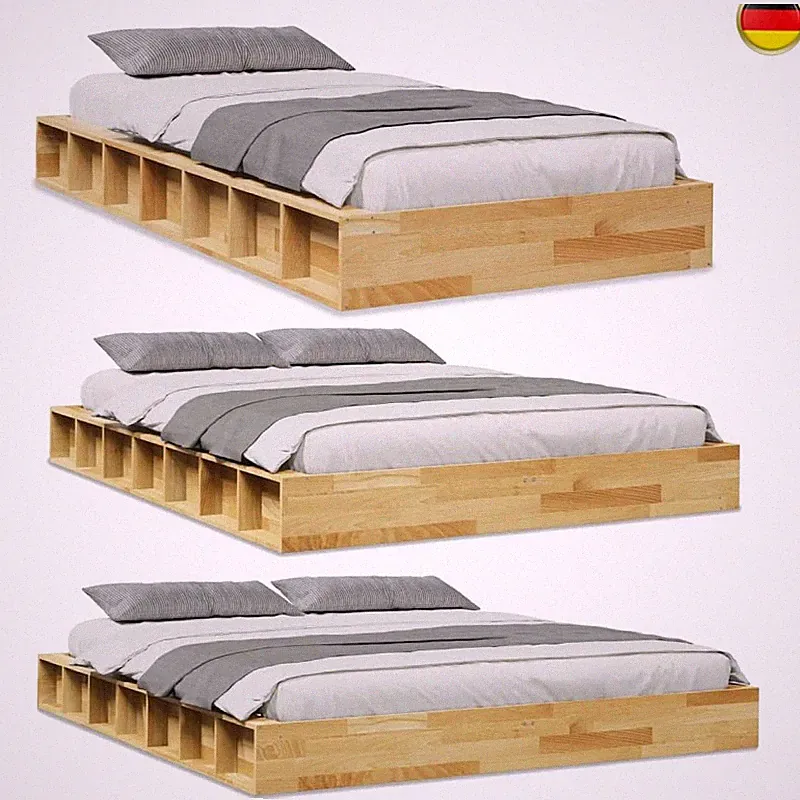 Holzbett Eichenholz Bett Doppelbett Einzelbett Bettgestell mit Lattenrost