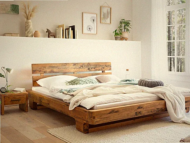 Holzbett Madras 180x200 Altholz Pinie rustikal Ehebett Doppelbett massiv
