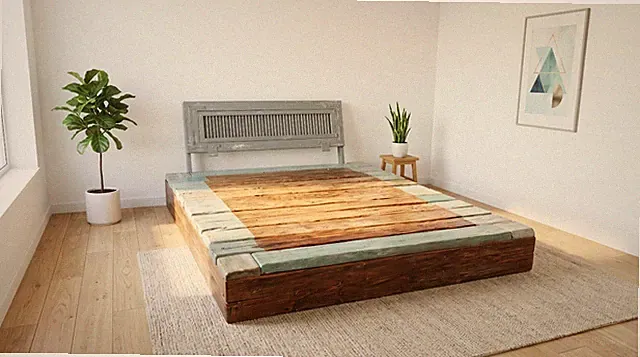 Holzbett Massivholzbett, Landhaus Rustikal Vintage shabby-chic Stil