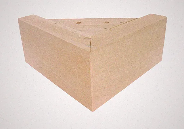 Holzecke Möbelbein 170x170 mm, H 80 mm, roh, fertig zum Streichen oder Ölen