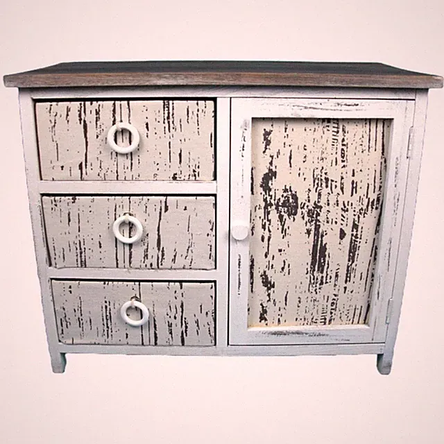 Holzkommode Holzschrank Kaiserbaumholz mit 3 Schubladen und Tür Vintage Design