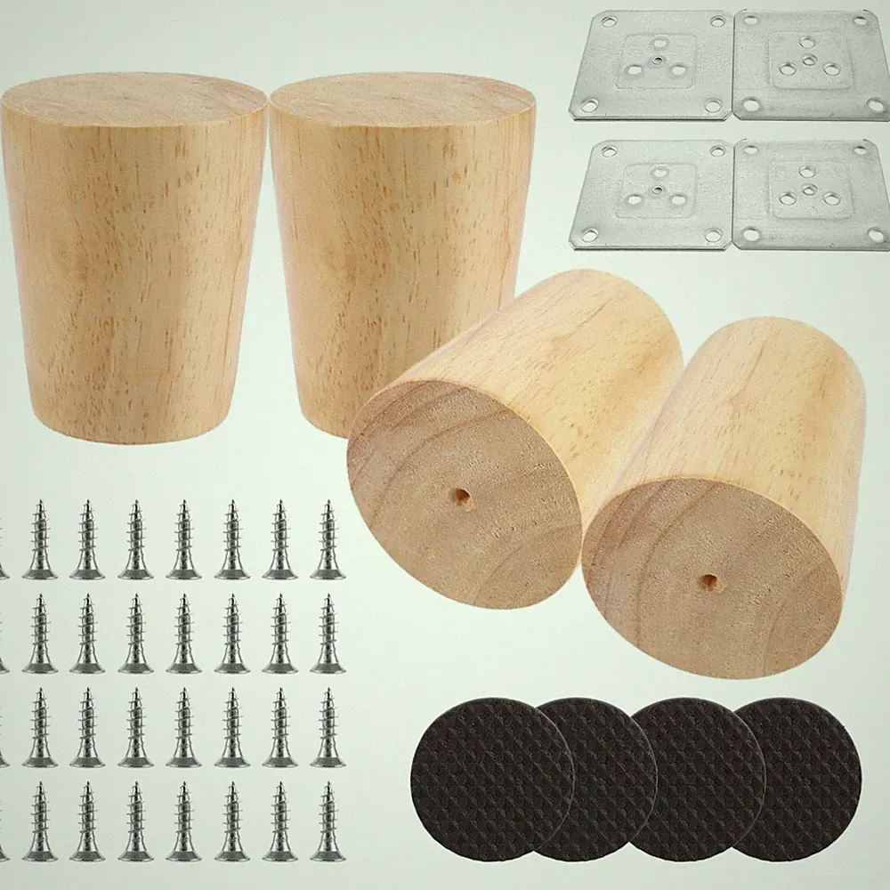 Holzmöbelfüße 6cm Holzschuh Möbelbein Stuhl Tisch Sofa Schrauben