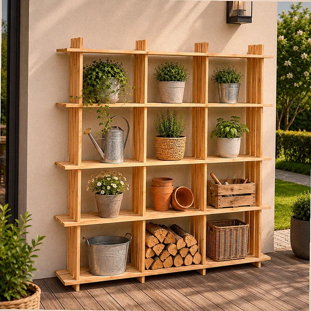 Holzregal 9 Fächer Schrank Fachregal Regal Standregal