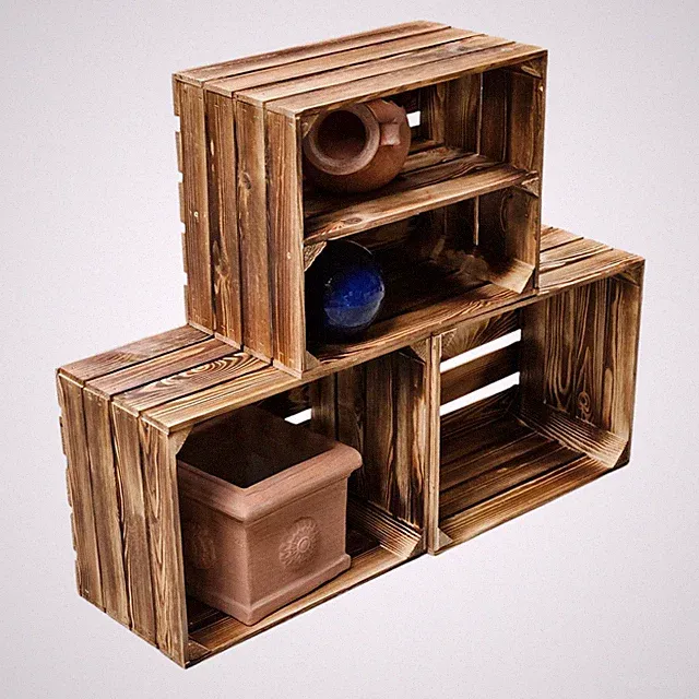 Holzregal Wandregal Schuhregal SET Längs Neu Geflammt 50 x 40 x 30 cm 3er