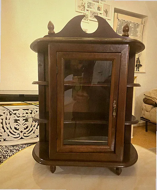 Holzvitrine braun mit Glasfront/Glastür, 1-türig freistehend 50x60x20 cm