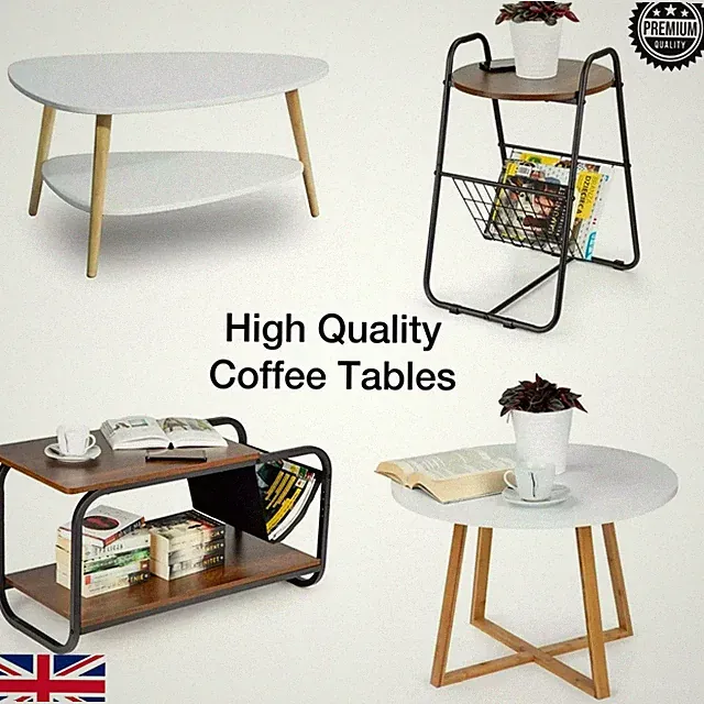 HOMCOM 2-stufiger Holz Couchtisch Retro Industrial Style Beistelltisch Wohnzimmer