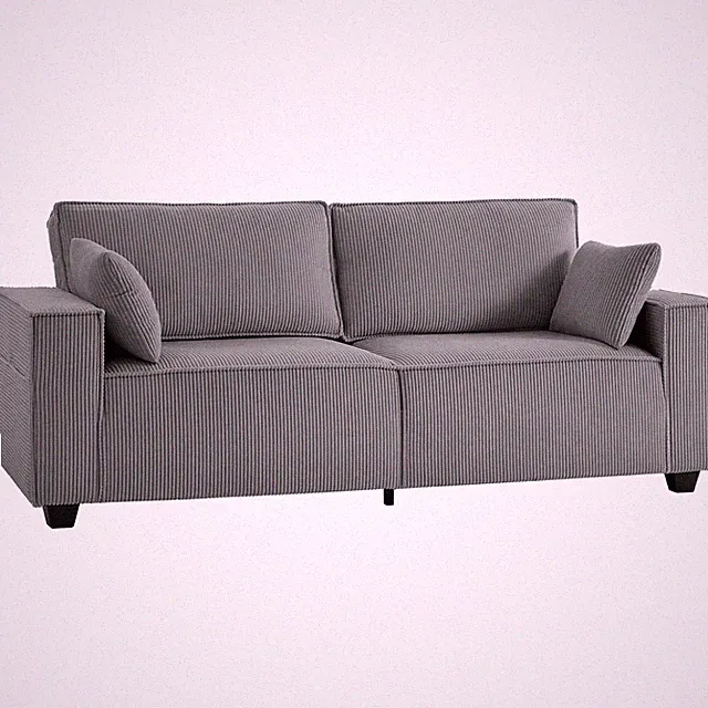 HOMCOM 3-Sitzer Sofa, 217 cm Couch mit Breiten Armlehnen, 2 Kissen Refurbished