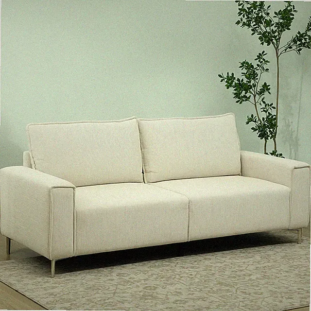 HOMCOM 3-Sitzer Sofa, Couch mit Armlehnen, Rückenkissen, für Wohnzimmer Creme