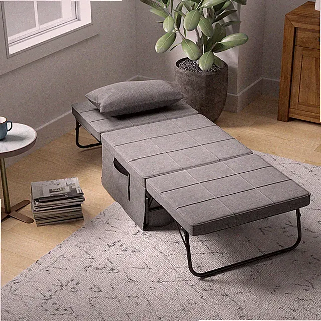 HOMCOM 4-in-1 Klappbett Sessel Ottomane Liege 5-Stufen Höhenverstellbar Grau