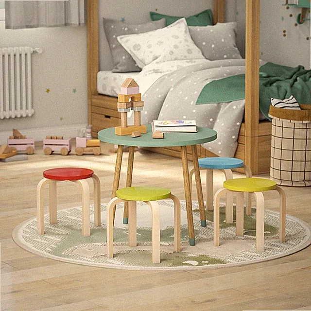 HOMCOM 4er Set Esszimmerhocker Stapelhocker Runde Hocker für Esszimmer, Bunt