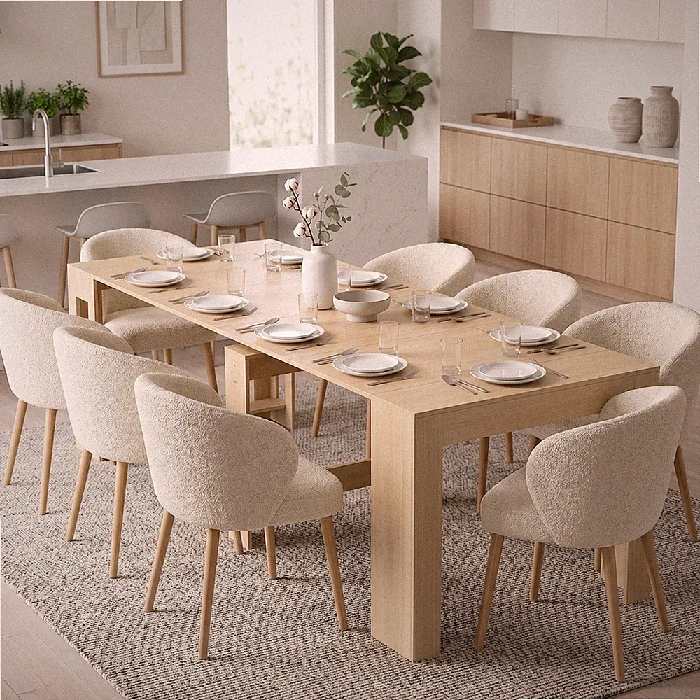 HOMCOM Ausziehbarer Esstisch 48-240 x 90cm Esszimmertisch für bis zu 10 Personen