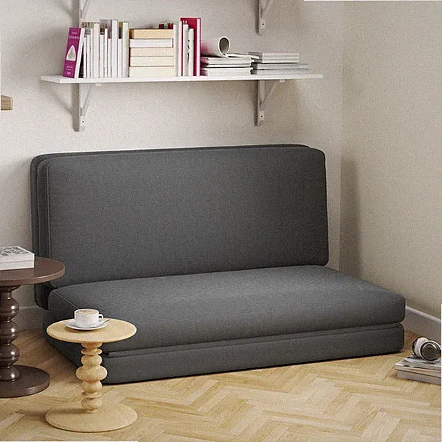 HOMCOM Bodensofa 3-in-1 Klappbar Schlafsofa mit Samtoptik für Schlafzimmer