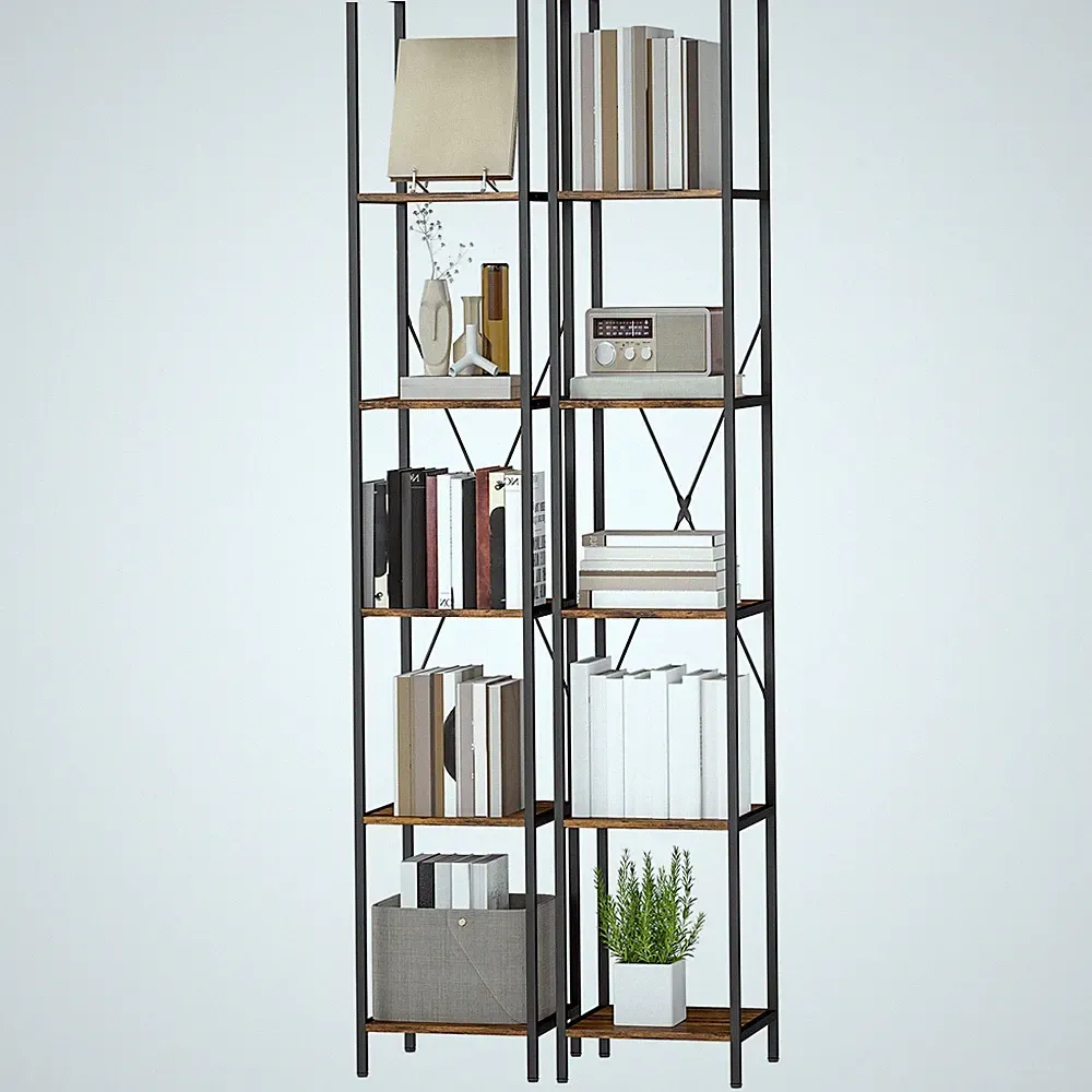 HOMCOM Bücherregal 2er-Set Regal mit 6 Ebenen Standregal