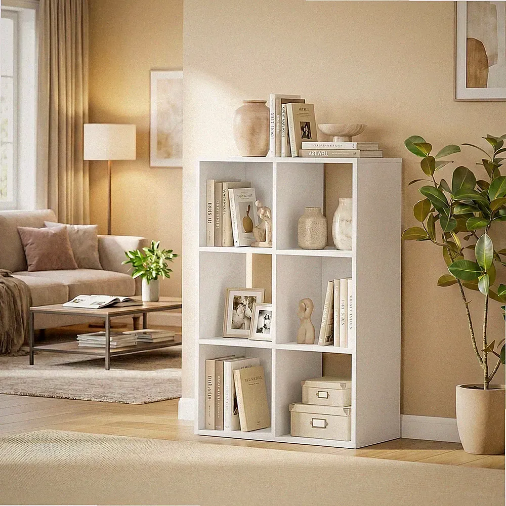 HOMCOM Bücherregal Standregal mit 3 Ebenen Schmal Regal mit Kippschutz Weiß