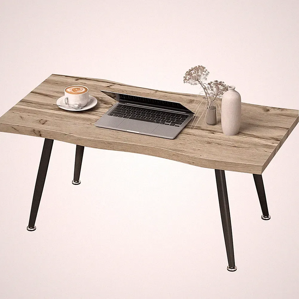 HOMCOM Couchtisch Beistelltisch mit Stahlbeine, 4 cm dicker Refurbished