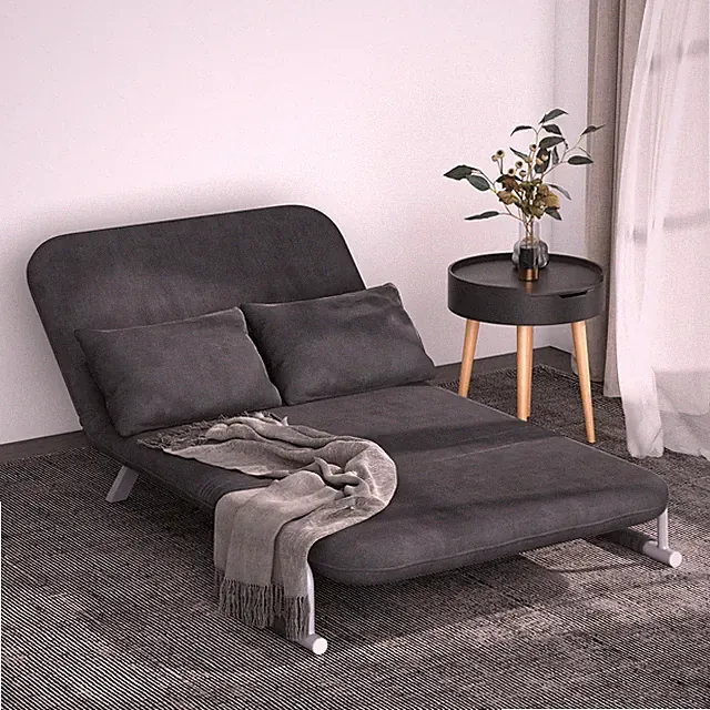 HOMCOM Doppelsofa mit Armlehne Schlafsessel Gästebett Klappbett Chaiselongue