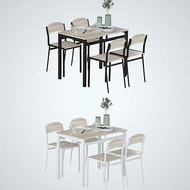 HOMCOM Essgruppe 5-Teilig 100 x 63cm Esstisch mit 4 Stühlen für Esszimmer, Küche