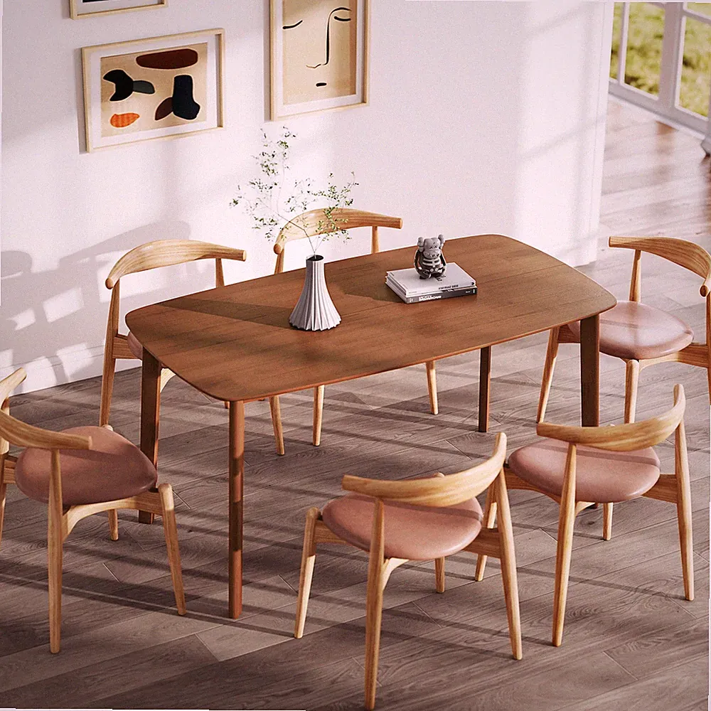 HOMCOM Esstisch 150 x 80cm Küchentisch für 6 Personen im Landhaus-Stil Hellbraun